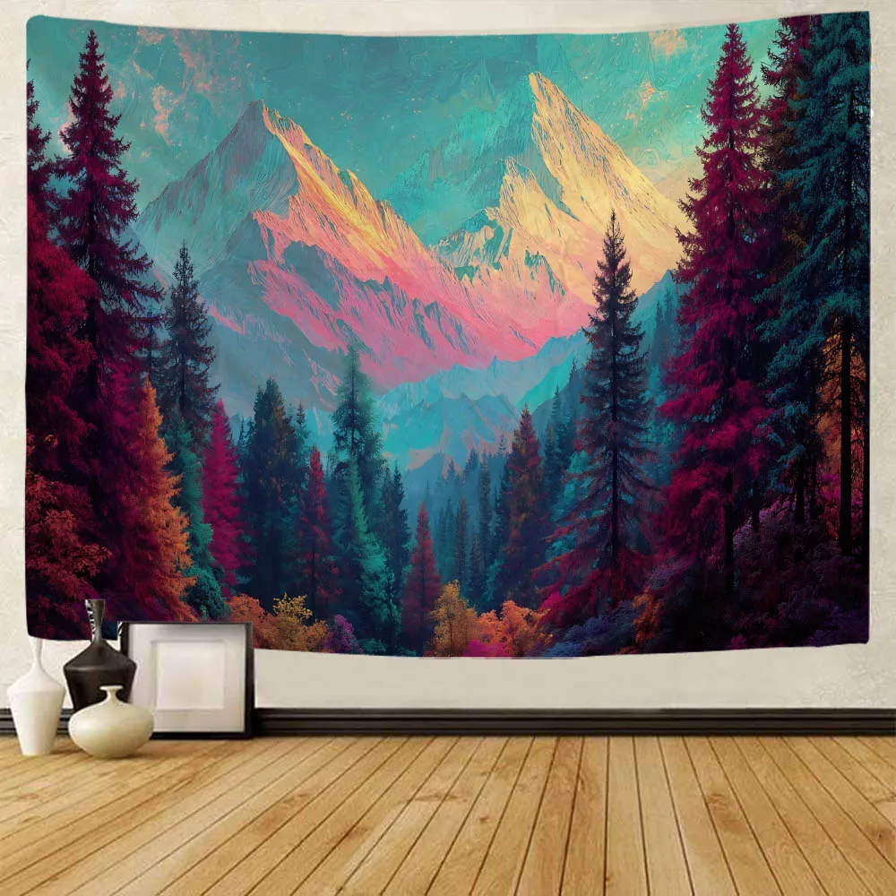 Minimalist Landscape Tapestry: Colorful Forest Mountain Range Starry Sky Living Room Bedroom Study Featured Wall Hanging Cloth
Minimalist Landscape Tapestry: Colorful Forest Mountain Range Starry Sky Living Room Bedroom Study Featured Wall Hanging Cloth