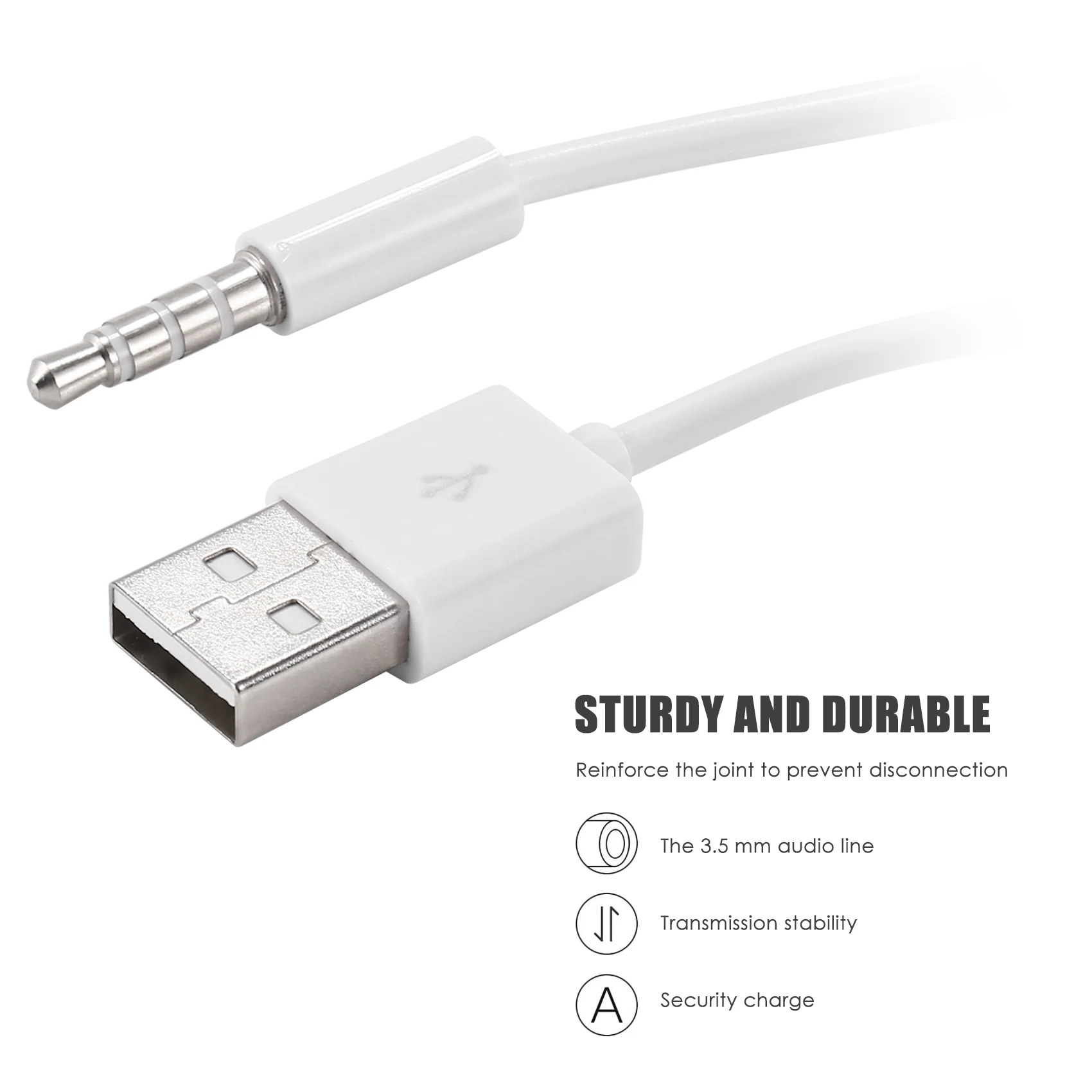 #241A 3.5mm Plug Audio AUX to USB 2.0 Plug Adapter Charging Cable 1M White (White)
#241A 3.5mm Plug Audio AUX to USB 2.0 Plug Adapter Charging Cable 1M White (White)