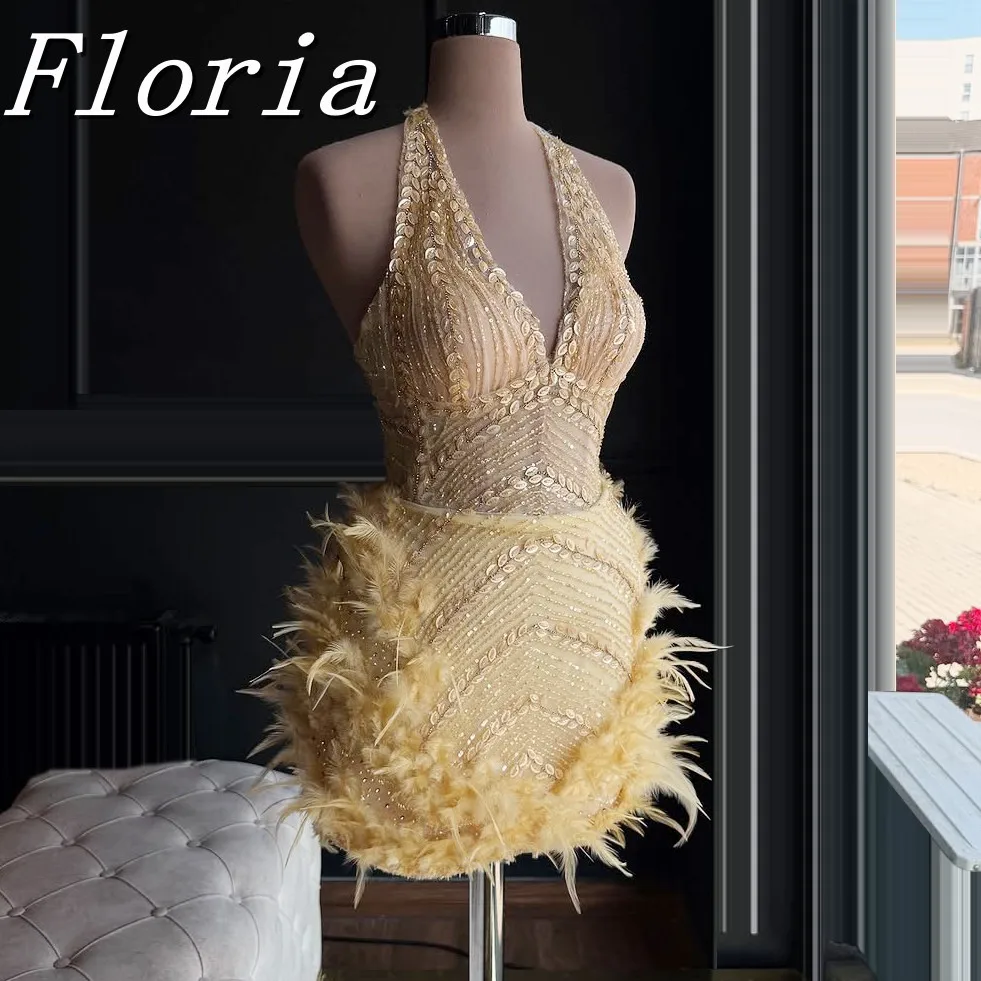 Floria Luxury Custom Made Mini Cocktail Dresses Light Yellow Feathers Party Dress Customized Short Birthday Party Dresses
Floria Luxury Custom Made Mini Cocktail Dresses Light Yellow Feathers Party Dress Customized Short Birthday Party Dresses