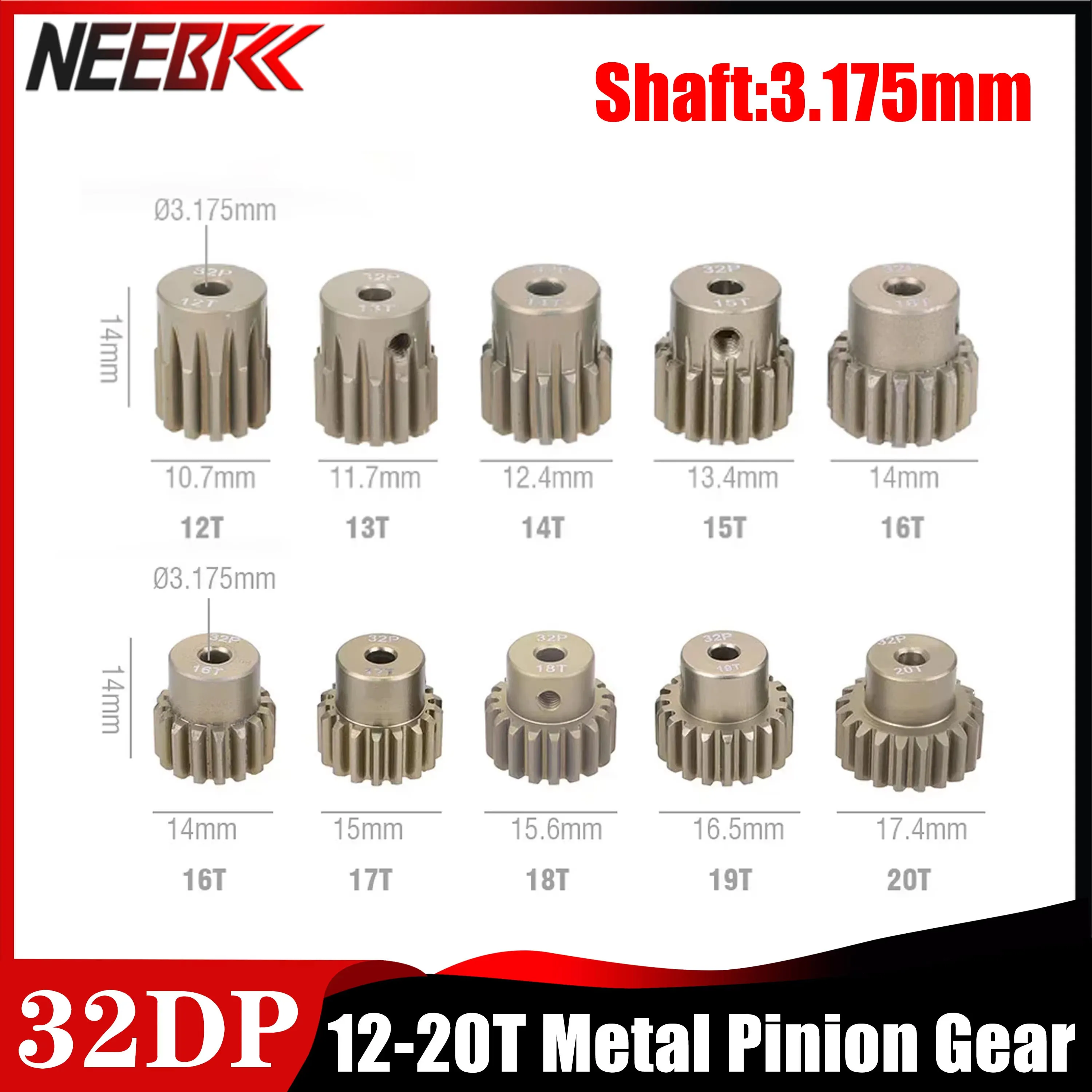 Surpass Hobby 32DP 3.175mm Metal Pinion Gear 12T 13T 14T 15T 16T 17T 18T 19T 20T for 1/8 1/10 1/12 RC Car Truck Buggy Wltoys HSP
Surpass Hobby 32DP 3.175mm Metal Pinion Gear 12T 13T 14T 15T 16T 17T 18T 19T 20T for 1/8 1/10 1/12 RC Car Truck Buggy Wltoys HSP
