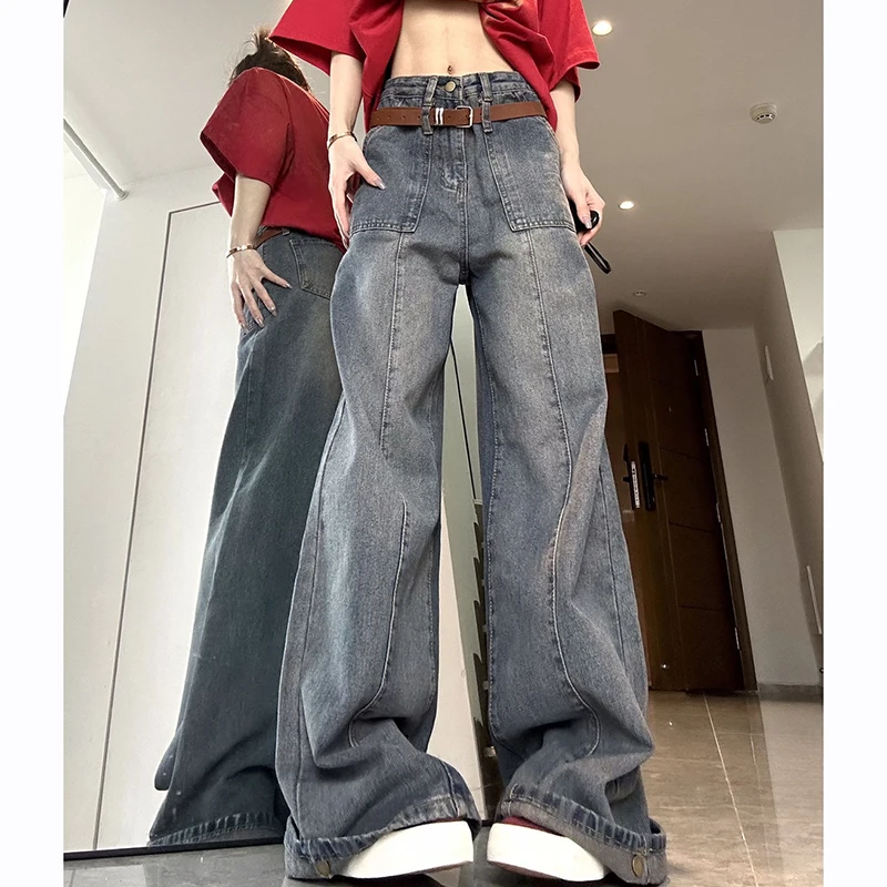 Gidyq Vintage Women Jeans American Style Casual Streetwear Loose Denim Trousers Autumn Female Designed Pocket Wide Leg Pants New
Gidyq Vintage Women Jeans American Style Casual Streetwear Loose Denim Trousers Autumn Female Designed Pocket Wide Leg Pants New