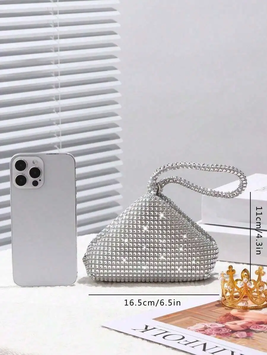 Rhinestone Mini Bucket Bag With Drawstring Clutch For Evening Party Wedding
Rhinestone Mini Bucket Bag With Drawstring Clutch For Evening Party Wedding