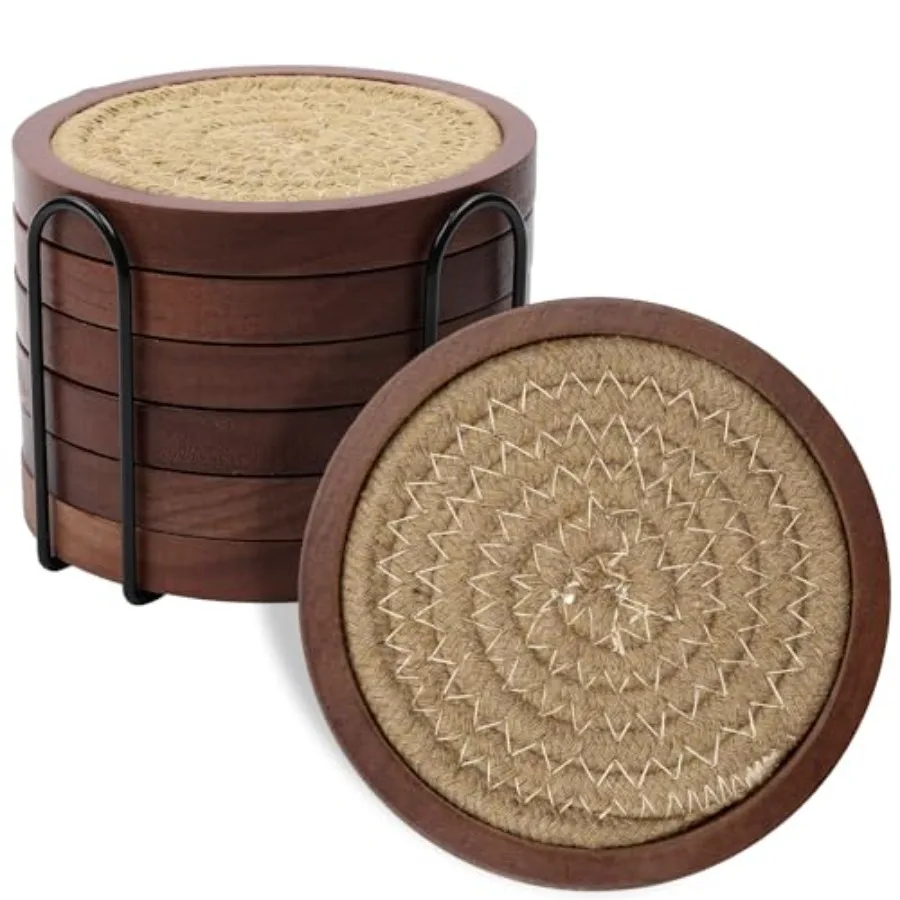 Wood Coasters for Drinks with Cotton Coasters Insert, Wooden Coasters with Holder for Coffee Table Decor, Absorbent Coasters fo
Wood Coasters for Drinks with Cotton Coasters Insert, Wooden Coasters with Holder for Coffee Table Decor, Absorbent Coasters fo