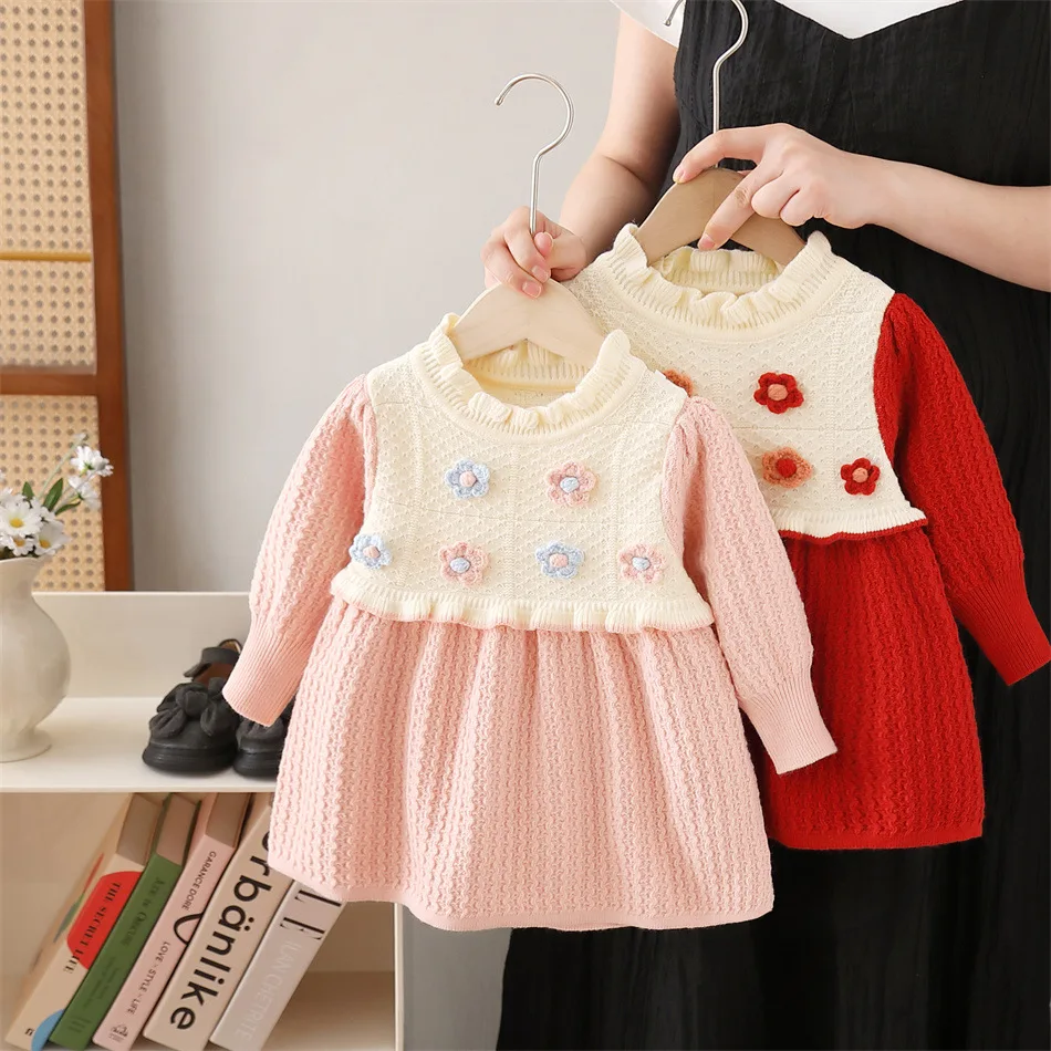 Autumn Winter Children Girls Long Sleeve Dress 3D Flowers Lace Collar Kids Girls Frock Color Blocking 1-8Y Girls Princess Dress
Autumn Winter Children Girls Long Sleeve Dress 3D Flowers Lace Collar Kids Girls Frock Color Blocking 1-8Y Girls Princess Dress