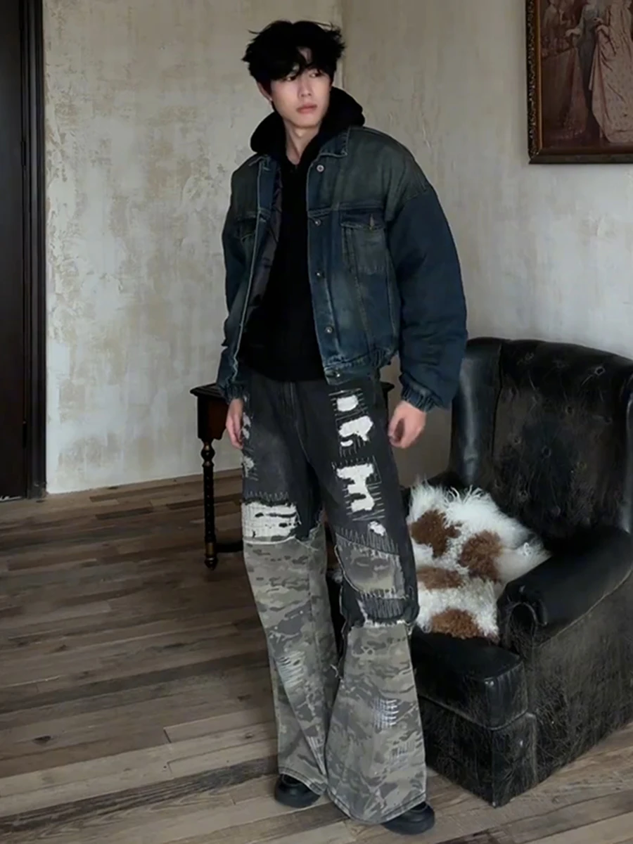 American High Street Camouflage Patchwork Men's Jeans CleanFit Flared Pants Hole Design Straight Tube Vibe Jeans
American High Street Camouflage Patchwork Men's Jeans CleanFit Flared Pants Hole Design Straight Tube Vibe Jeans