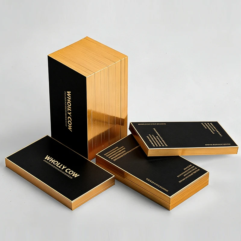 500gsm Luxury Black Business Cards Custom Gold Silver Foil Stamping & Gold Edge Personalized Name Cards for Business Branding
500gsm Luxury Black Business Cards Custom Gold Silver Foil Stamping & Gold Edge Personalized Name Cards for Business Branding