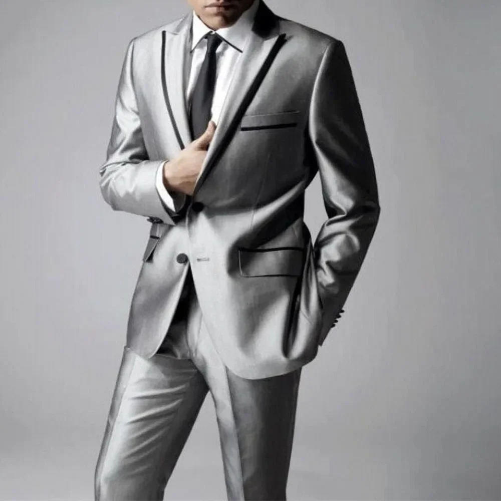 Silver Satin Men Suits 2 Piece Chic Peak Lapel Single Breasted Outfits Party Prom Wedding Groom Tuxedo Slim Male Suit 2024
Silver Satin Men Suits 2 Piece Chic Peak Lapel Single Breasted Outfits Party Prom Wedding Groom Tuxedo Slim Male Suit 2024