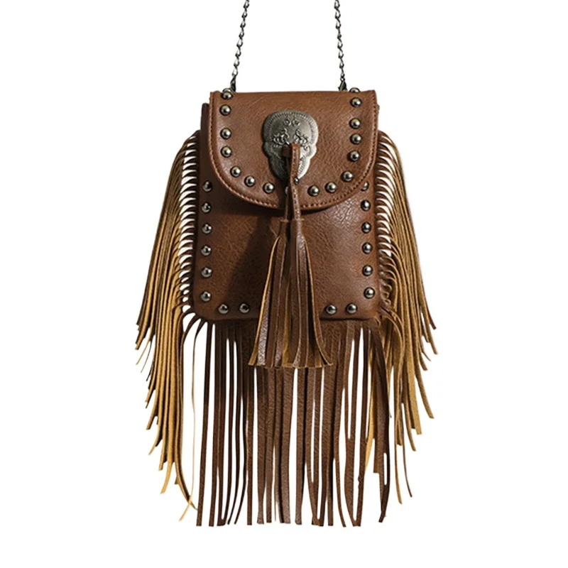 Vintage Crossbody Bags For Women New Faux Leather Skull Rivet Chain Tassel Shoulder Bags Original Design Casual Mobile Phone Bag
Vintage Crossbody Bags For Women New Faux Leather Skull Rivet Chain Tassel Shoulder Bags Original Design Casual Mobile Phone Bag