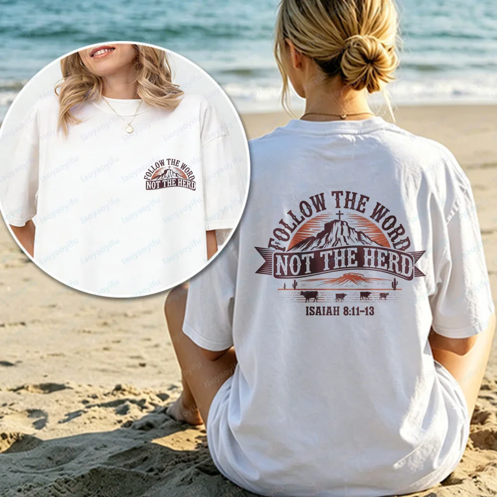 Christian Faith Cotton Tee Follow The Word Not The Herd Statement Shirt for Women Men Western Streetwear Gift for Believers
Christian Faith Cotton Tee Follow The Word Not The Herd Statement Shirt for Women Men Western Streetwear Gift for Believers