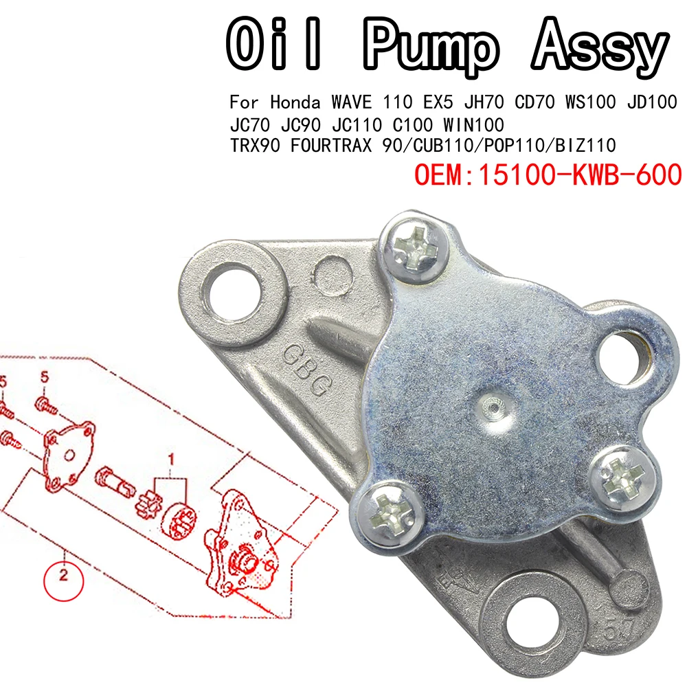 oil Pump assy For Honda WAVE 110 EX5 WIN100 TRX90 AFS110 15100-KWB-600 Motorcycle Engine Oil Pump Assy 
oil Pump assy For Honda WAVE 110 EX5 WIN100 TRX90 AFS110 15100-KWB-600 Motorcycle Engine Oil Pump Assy