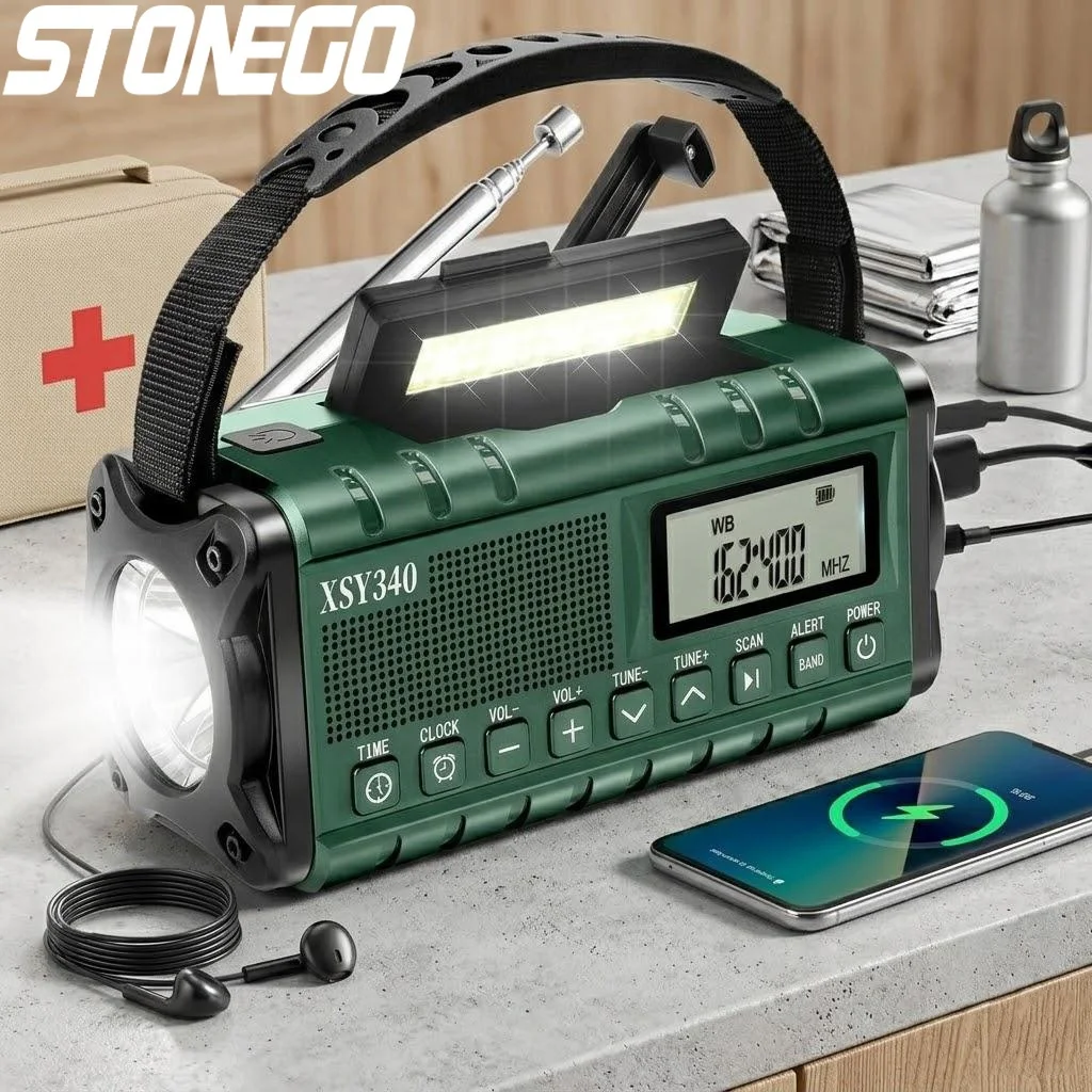 Portable Solar Power Radio 10000mAh AM FM Weather Alert LED Flashlight SOS Alarm TypeC Charging Hand Crank Emergency Device
Portable Solar Power Radio 10000mAh AM FM Weather Alert LED Flashlight SOS Alarm TypeC Charging Hand Crank Emergency Device
