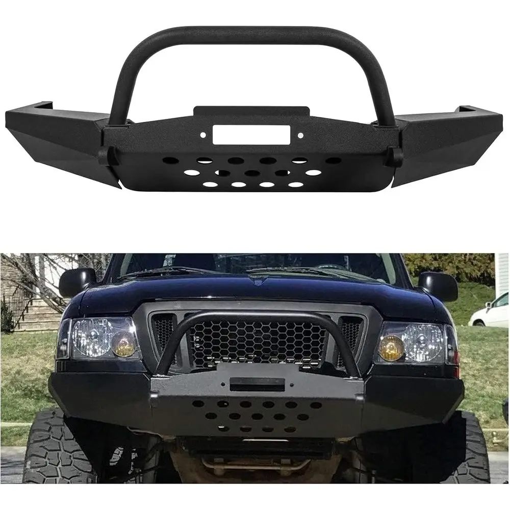 Front Bumper Compatible with 1998-2011 Ford Ranger W/Winch Plate Bull Bar D-Ring Mounts Bumper Assembly Steel Powder Coated Blac
Front Bumper Compatible with 1998-2011 Ford Ranger W/Winch Plate Bull Bar D-Ring Mounts Bumper Assembly Steel Powder Coated Blac