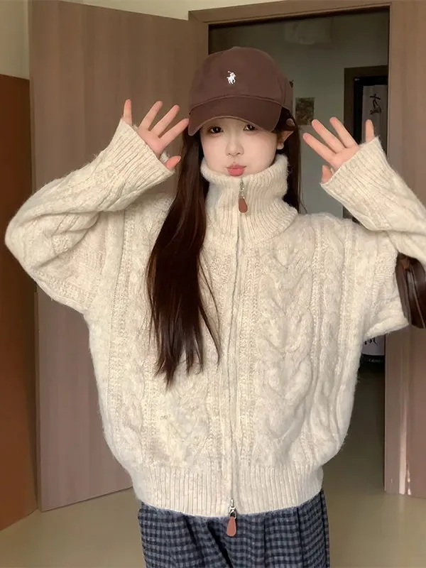 Women's High Collar Twist Zipper Knitted Sweater Spring 2026 Loose Fit Comfortable Long Sleeve Warmth Emitting Color
Women's High Collar Twist Zipper Knitted Sweater Spring 2026 Loose Fit Comfortable Long Sleeve Warmth Emitting Color