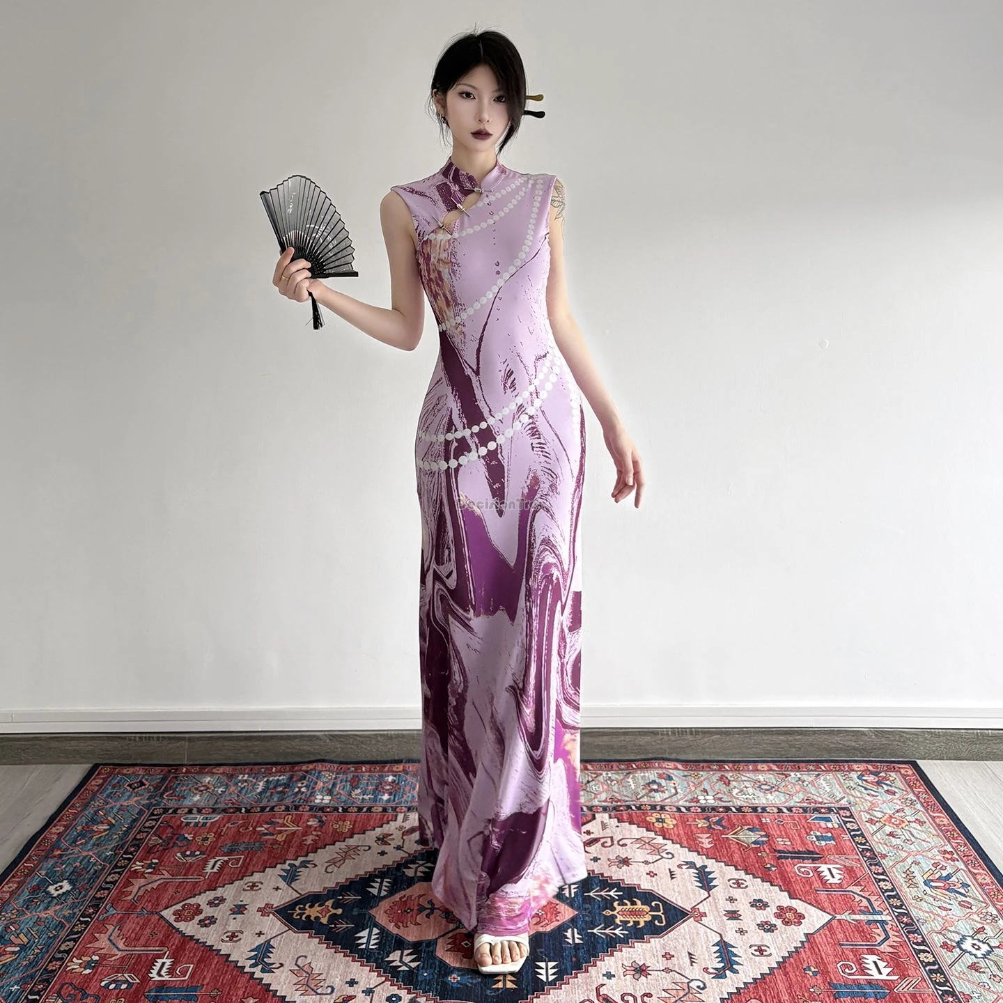 2025 new chinese retro fashion style elegant purple mesh cheongsam dress women sleeveless slimming daily cheongsam long qipao
2025 new chinese retro fashion style elegant purple mesh cheongsam dress women sleeveless slimming daily cheongsam long qipao