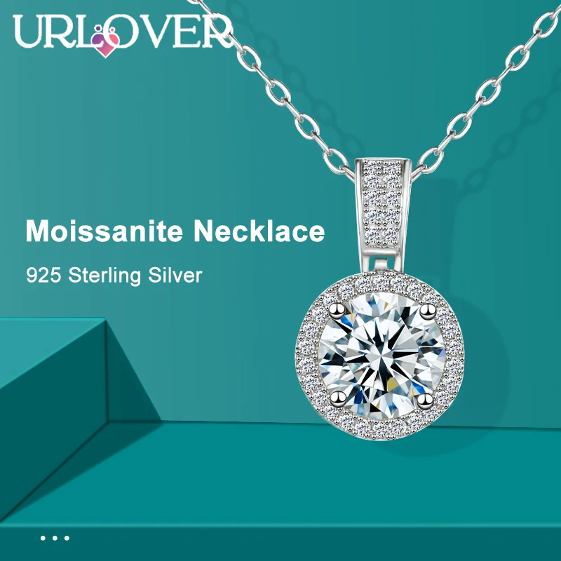 URLOVER 925 Sterling Silver Necklace For Women 1ct Real Moissanite Diamonds Pendant With GRA Certificate Neck Chain Fine Jewelry
URLOVER 925 Sterling Silver Necklace For Women 1ct Real Moissanite Diamonds Pendant With GRA Certificate Neck Chain Fine Jewelry