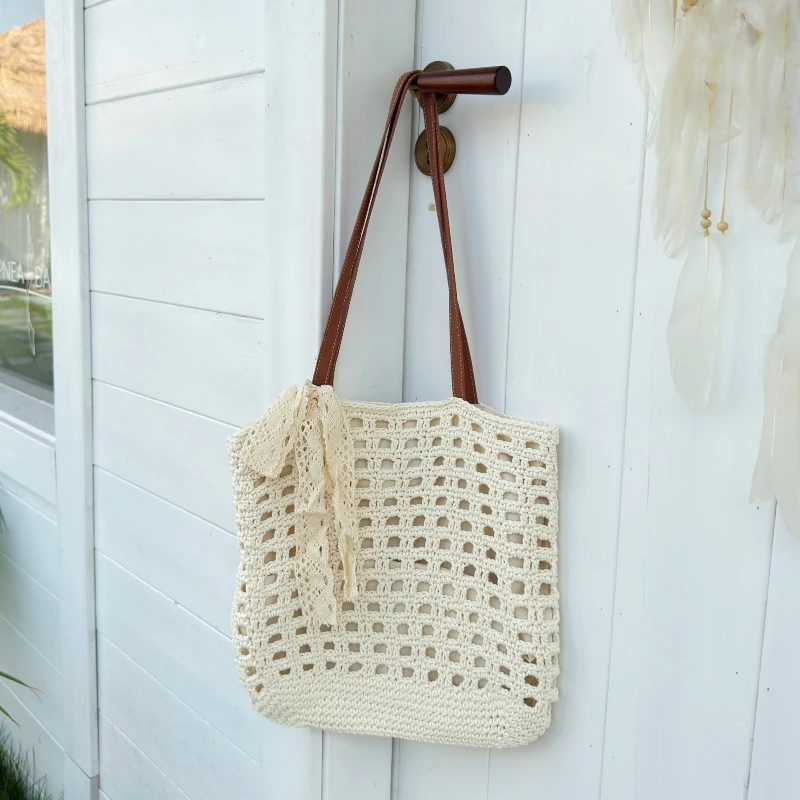 Summer Casual Large Capacity Cotton Thread Woven Shoulder Bag Hollow Out Designer Women Mesh Rope Knitted Vacation Beach Bag
Summer Casual Large Capacity Cotton Thread Woven Shoulder Bag Hollow Out Designer Women Mesh Rope Knitted Vacation Beach Bag