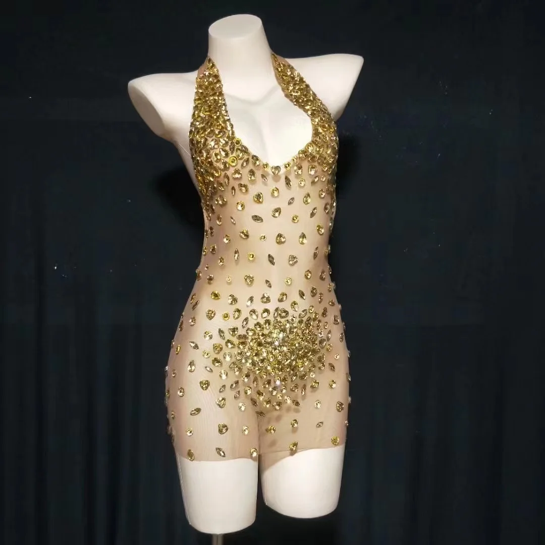 Sparkling Rhinestone Halter Neck Mini Dress Women Birthday Backless Concert Mardi Gras Outfit Valentine'S Day Playwear Summer
Sparkling Rhinestone Halter Neck Mini Dress Women Birthday Backless Concert Mardi Gras Outfit Valentine'S Day Playwear Summer