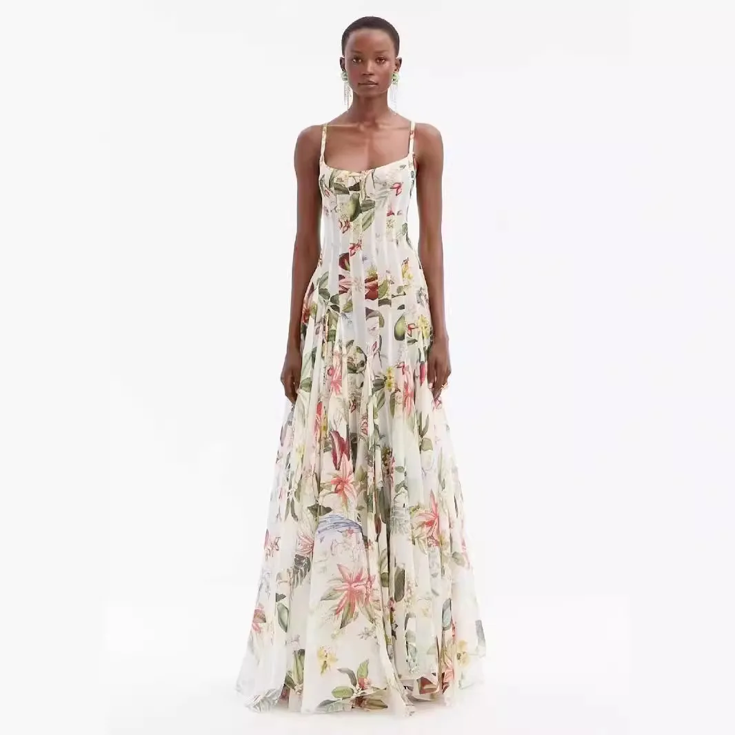 2025 Summer New Style Suspender U-neck Sleeveless Printed Waist Hollow Long Dress Women Vestidos De Fiesta
2025 Summer New Style Suspender U-neck Sleeveless Printed Waist Hollow Long Dress Women Vestidos De Fiesta