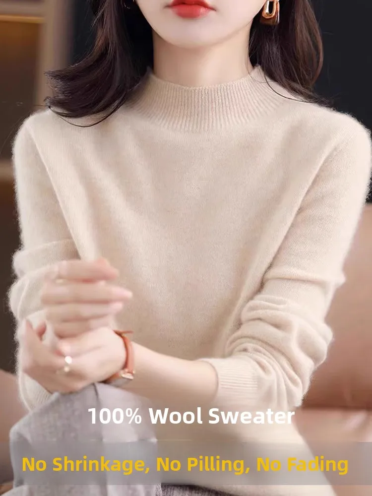 Winter 2024 Women's Thickened Wool Sweater Half High Collar Loose Inner Wear Cashmere Base Shirt Trendy Long Sleeve Crew Neck
Winter 2024 Women's Thickened Wool Sweater Half High Collar Loose Inner Wear Cashmere Base Shirt Trendy Long Sleeve Crew Neck