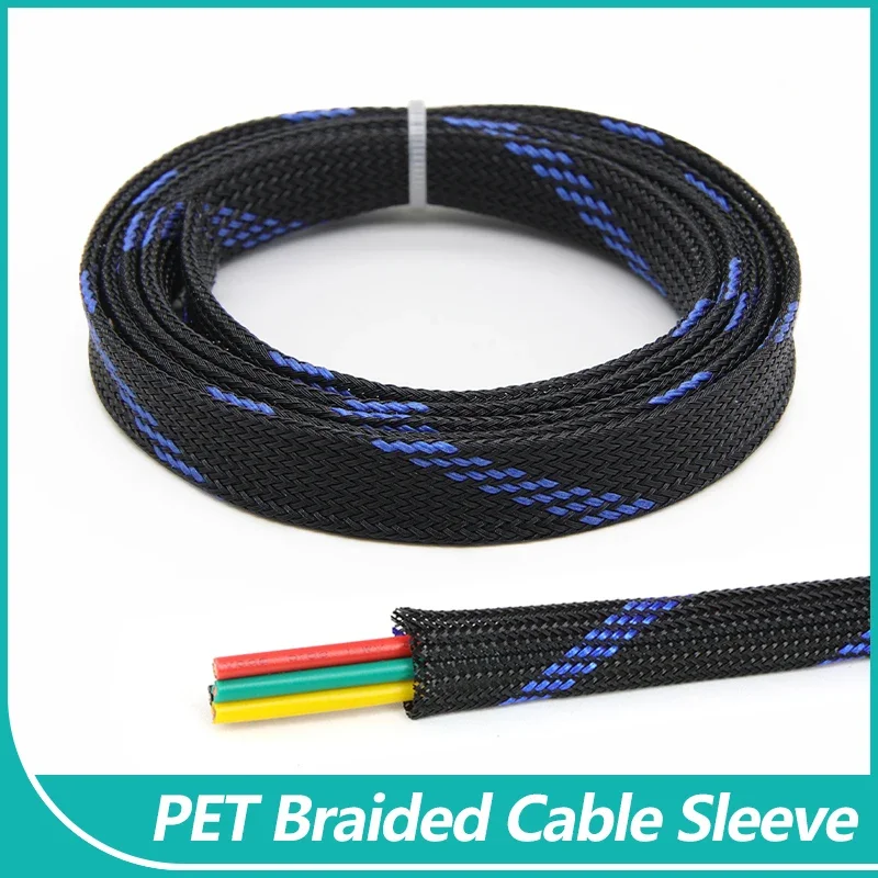 Black-Blue PET Braided Cable Sleeve 2/4/6/8/10/12/14 ~ 50mm Expandable High Density Insulated Line Protection Wire Wrap Sheath
Black-Blue PET Braided Cable Sleeve 2/4/6/8/10/12/14 ~ 50mm Expandable High Density Insulated Line Protection Wire Wrap Sheath