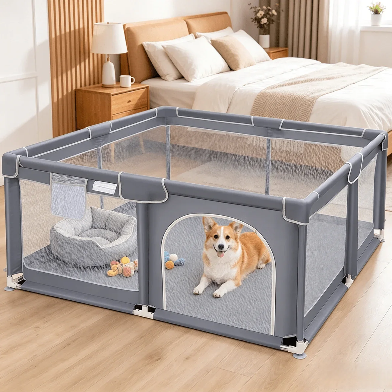 Puppy Playpen With Gate, Pet Fence,Dog Playpen For Puppies And Small Dogs, Durable Pet Fence With High-Strength Nylon Mesh, Wash
Puppy Playpen With Gate, Pet Fence,Dog Playpen For Puppies And Small Dogs, Durable Pet Fence With High-Strength Nylon Mesh, Wash
