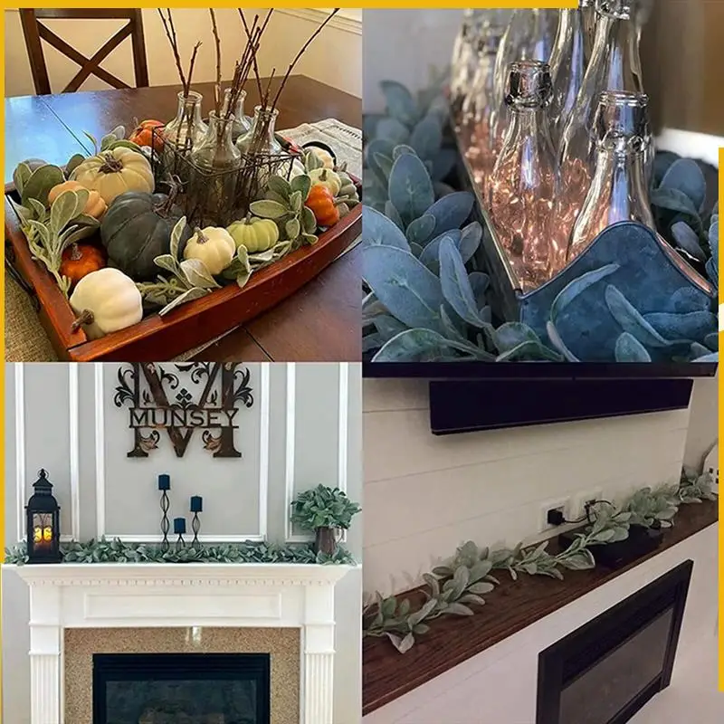A92P 3X Artificial Flocked Lambs Ear Garland - 2Meter Soft Faux Vine Greenery And Leaves For Farmhouse Mantel Decor
A92P 3X Artificial Flocked Lambs Ear Garland - 2Meter Soft Faux Vine Greenery And Leaves For Farmhouse Mantel Decor