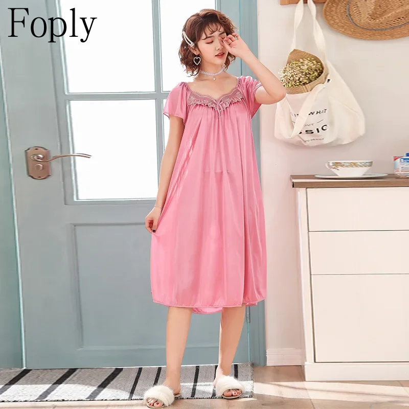 Faux Silk Satin Women's Nightgowns Ice Silk Nightskirt Short Sleeve Sleepskirt Summer Nightdresses Night Gown Sleepwear Pajama
Faux Silk Satin Women's Nightgowns Ice Silk Nightskirt Short Sleeve Sleepskirt Summer Nightdresses Night Gown Sleepwear Pajama