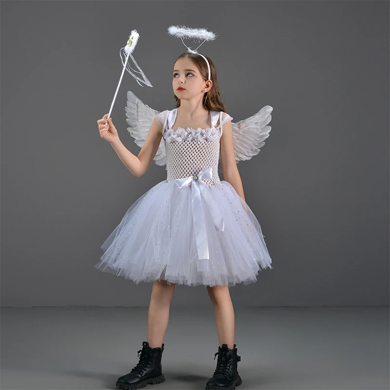 White Angel Tutu Costume for Girls Princess Fairy Cosplay Dress with Wings Halloween Costumes for Kids Girl Clothes Outfit
White Angel Tutu Costume for Girls Princess Fairy Cosplay Dress with Wings Halloween Costumes for Kids Girl Clothes Outfit