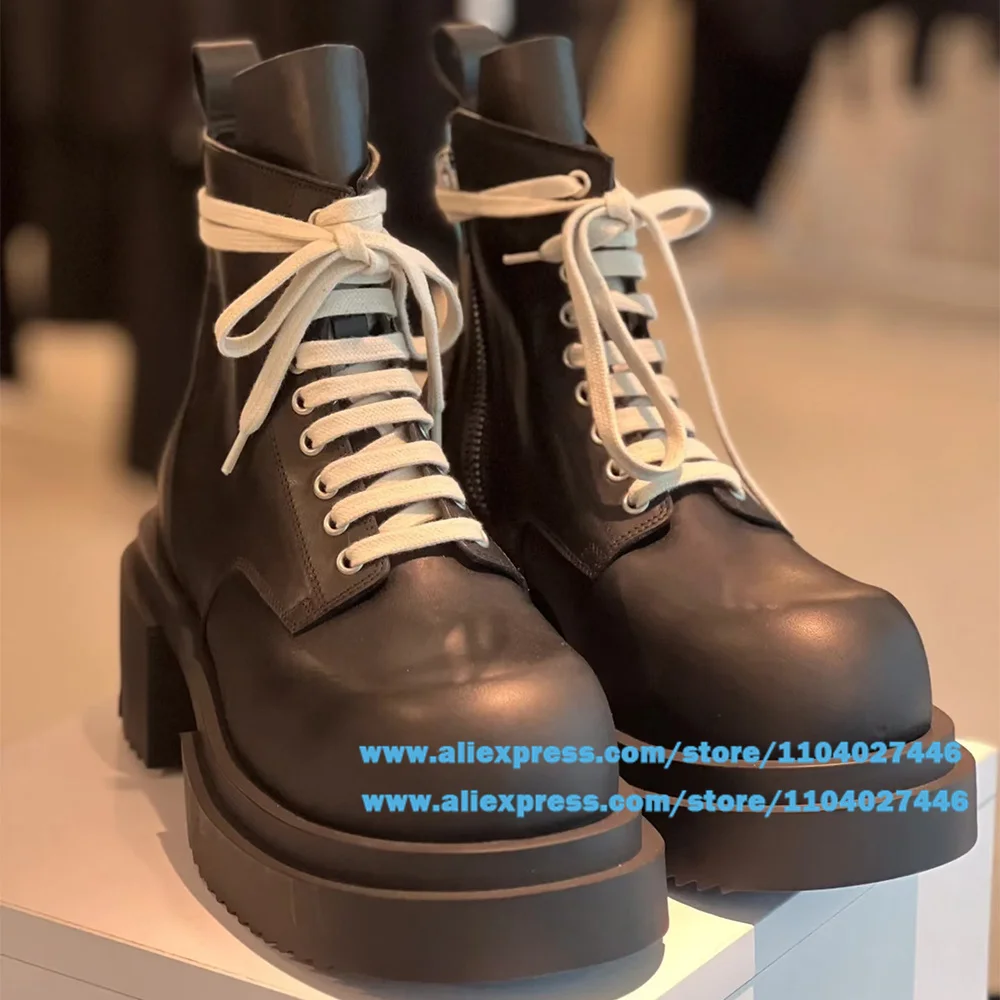 Cross Strap Men's Boots Thick-soled Lace-up Leather Platform Booties Male Designer Round Toe Luxury Handmade Booties Large Size
Cross Strap Men's Boots Thick-soled Lace-up Leather Platform Booties Male Designer Round Toe Luxury Handmade Booties Large Size