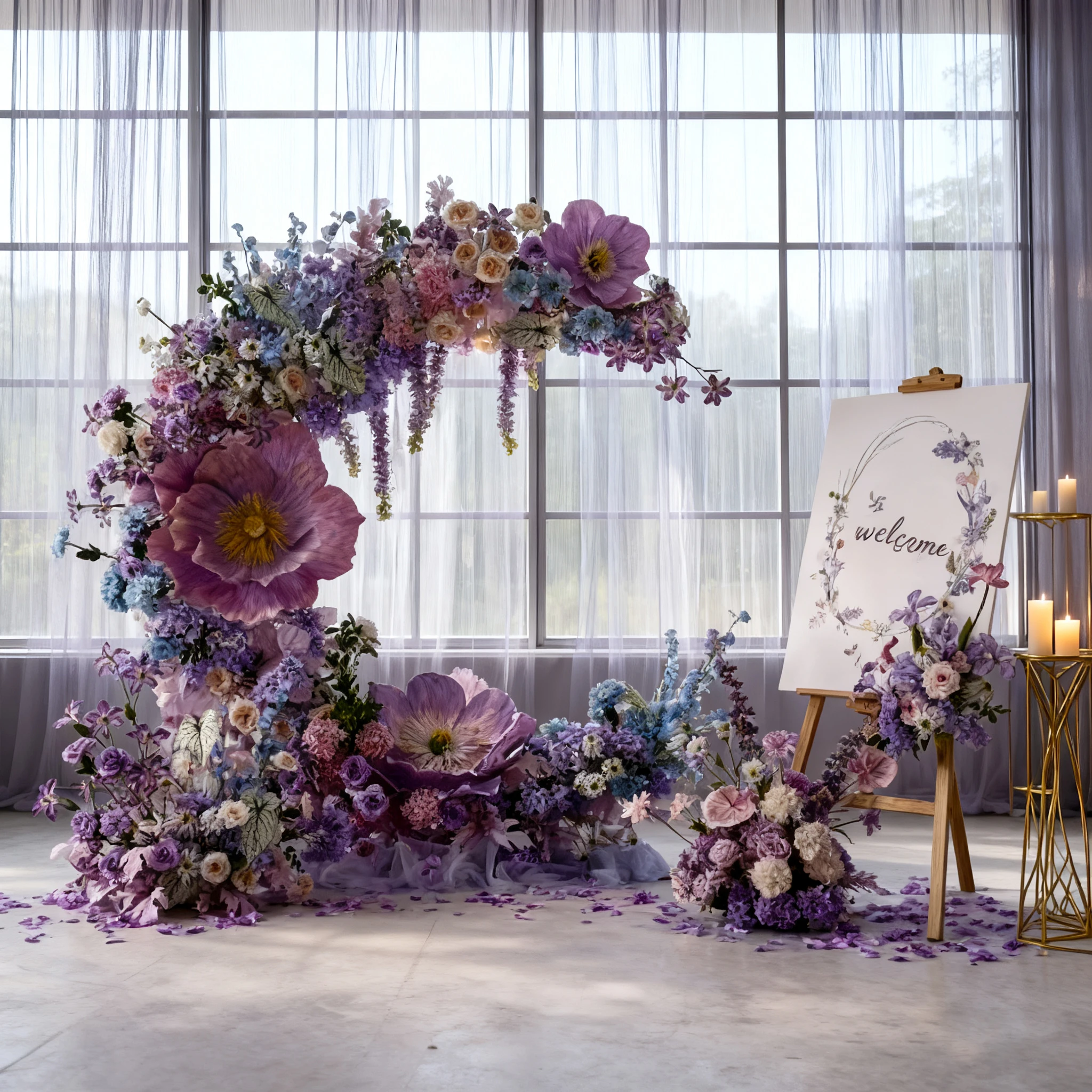 Wholesale Purple Flower Arches Fake Silk Faux Flowers Round Arch Backdrop Wedding Flower Decoration
Wholesale Purple Flower Arches Fake Silk Faux Flowers Round Arch Backdrop Wedding Flower Decoration