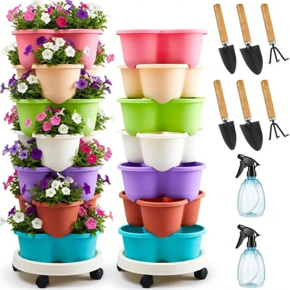 2 Set Multicolor 7 Tier Stackable Vertical Planters With Removable Wheels And Tools Tower Planters Strawberry Herb Flower Veget
2 Set Multicolor 7 Tier Stackable Vertical Planters With Removable Wheels And Tools Tower Planters Strawberry Herb Flower Veget