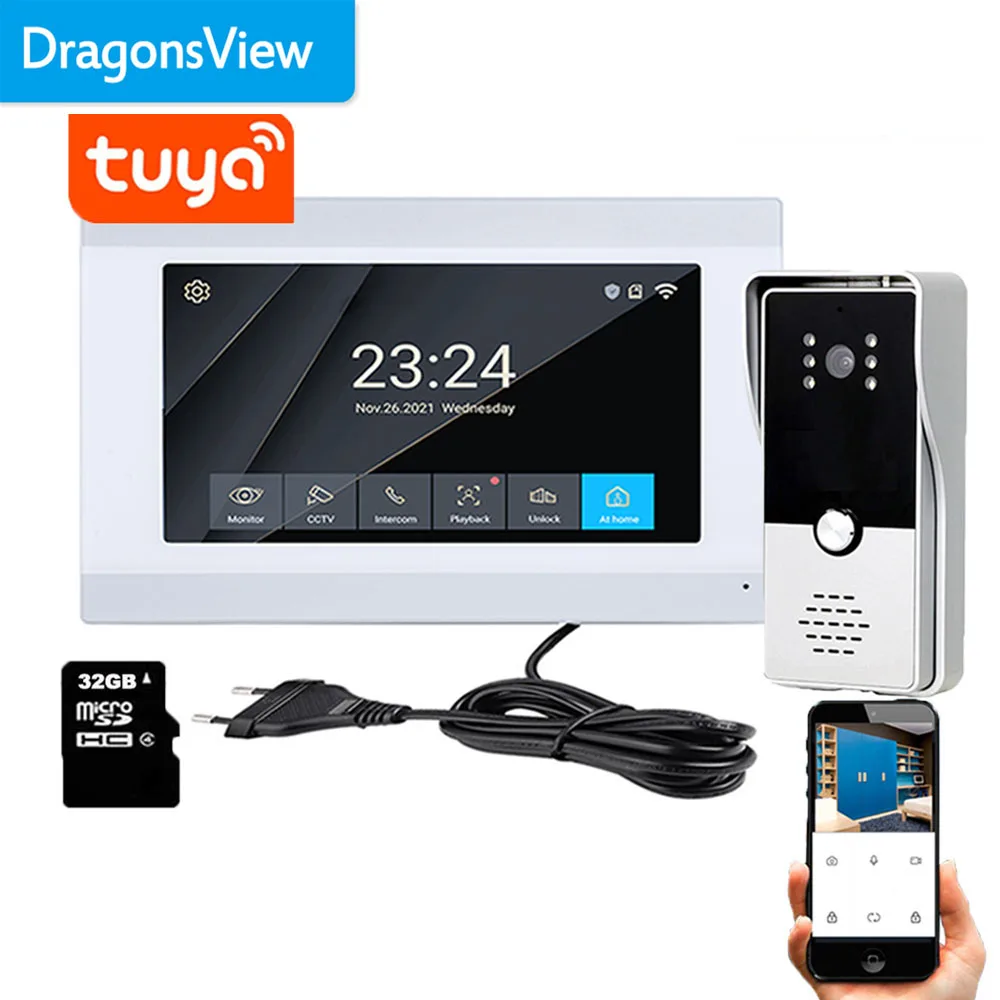 Dragonsview 7 Inch Tuya Smart 1080P Wifi Video Door Phone Video Intercom Doorbell with Camera Mobile Remote Unlock White Night
Dragonsview 7 Inch Tuya Smart 1080P Wifi Video Door Phone Video Intercom Doorbell with Camera Mobile Remote Unlock White Night