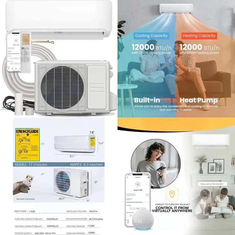 Bestcold 12000 BTU 110V Mini Split Air Conditioner System Inverter R32 Energy Efficient Cooling Heating Smart WiFi
Bestcold 12000 BTU 110V Mini Split Air Conditioner System Inverter R32 Energy Efficient Cooling Heating Smart WiFi