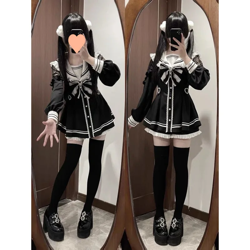 Lolita Outfits Women Cute Dress Suit Summer Japanese-Style Mine Woman Bow Lace Long Sleeve Dress+Versatile Shorts Set
Lolita Outfits Women Cute Dress Suit Summer Japanese-Style Mine Woman Bow Lace Long Sleeve Dress+Versatile Shorts Set