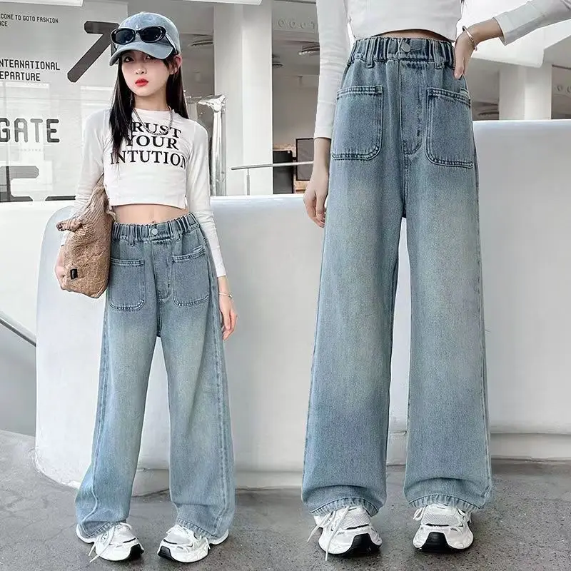 2025 New Girls Four Seasons Can Wear Loose Jeans Foreign Style Big Children Girls Straight Pants Korean Version Of Wide-leg Pant
2025 New Girls Four Seasons Can Wear Loose Jeans Foreign Style Big Children Girls Straight Pants Korean Version Of Wide-leg Pant