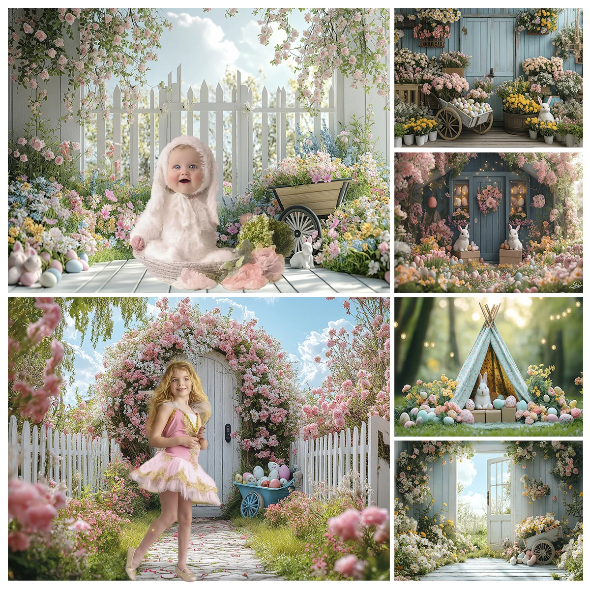 Garden Floral Arch Wooden Fence Backdrops Kids Baby Photography Child Photocall White Floral Blue Sky Eggs Backgrounds
Garden Floral Arch Wooden Fence Backdrops Kids Baby Photography Child Photocall White Floral Blue Sky Eggs Backgrounds