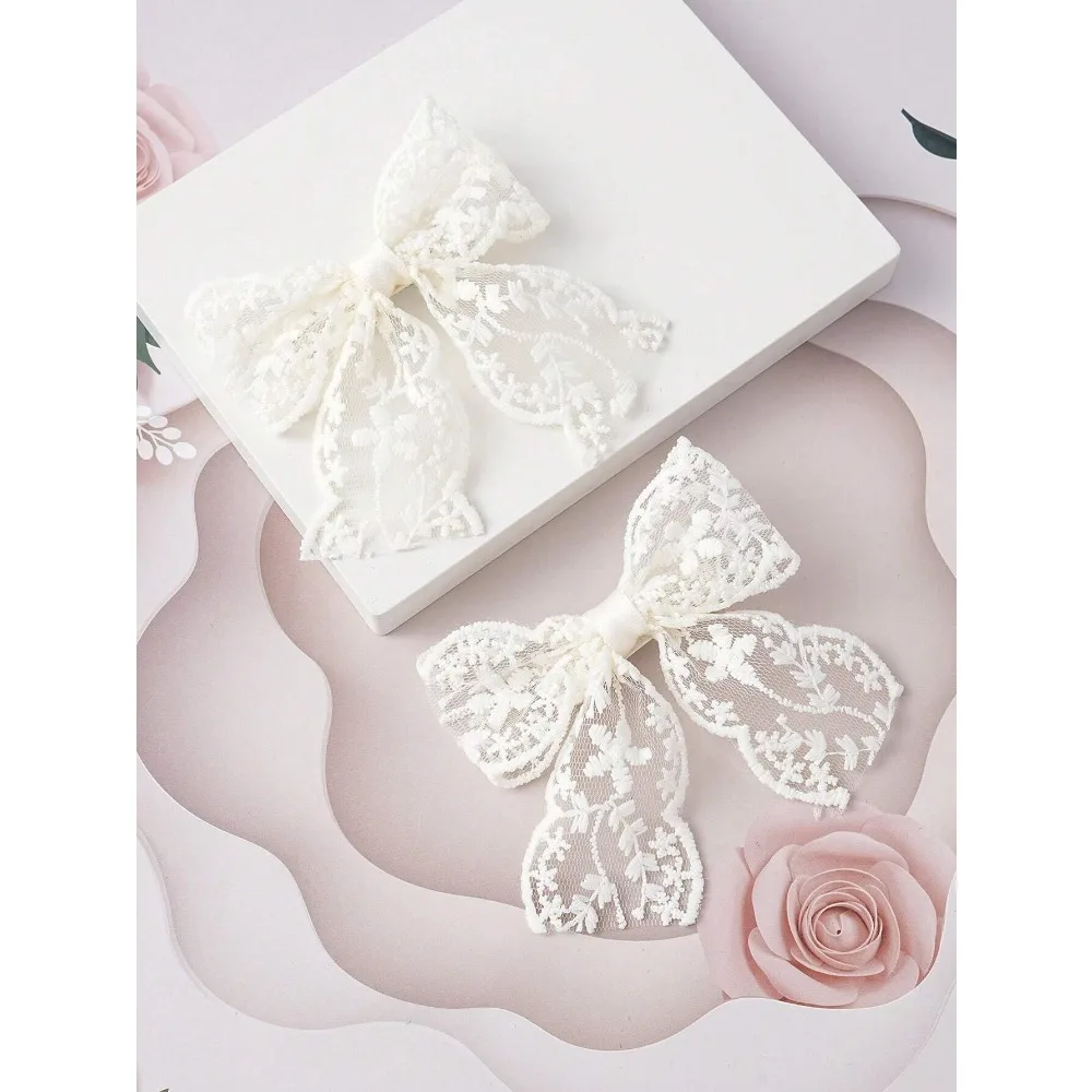 2pcs Ivory Lace Bow Hair Clips, 14+ Style Hair Accessories, Versatile For Work And Daily Wear
2pcs Ivory Lace Bow Hair Clips, 14+ Style Hair Accessories, Versatile For Work And Daily Wear