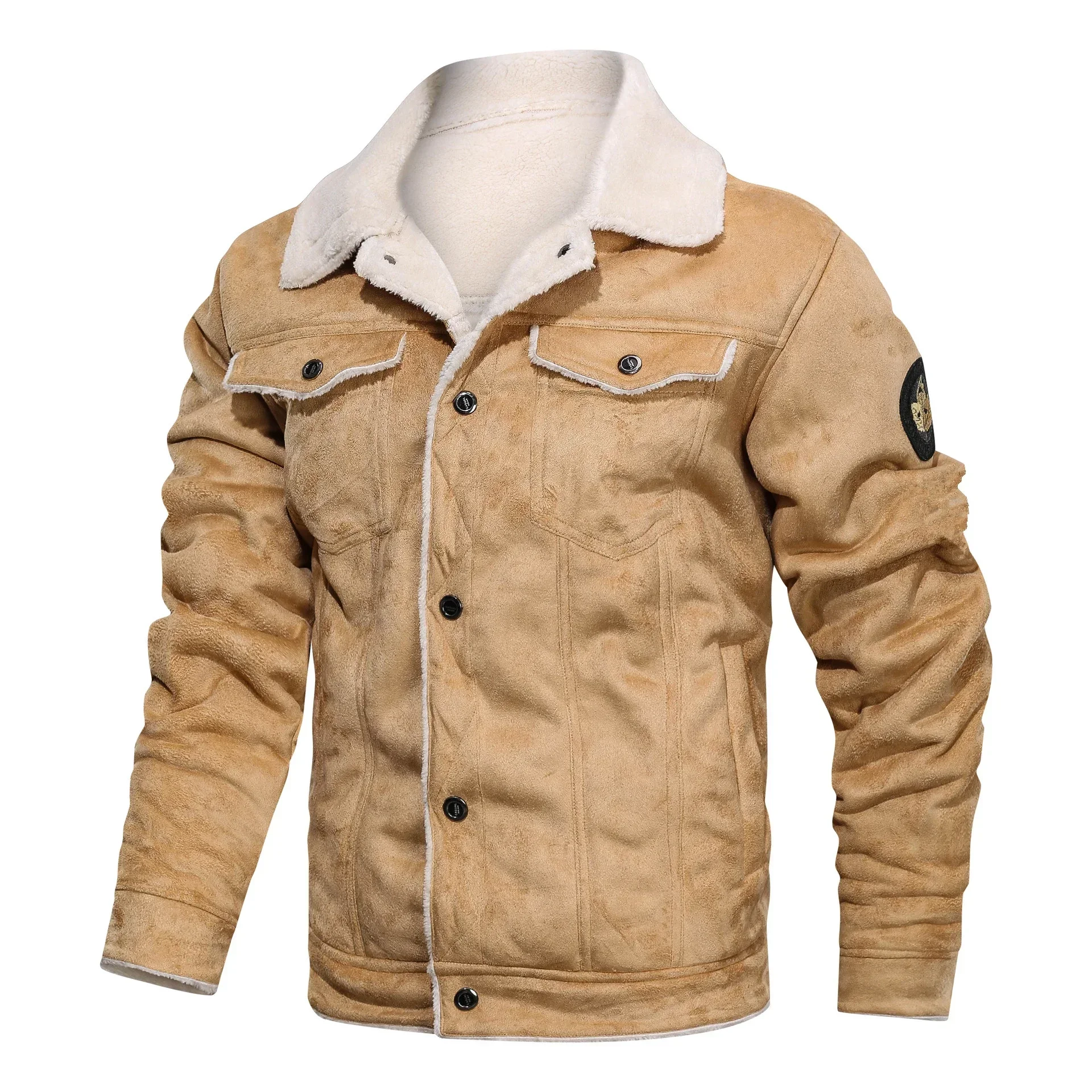 Pocket Outerwear Winter Breasted Street Coat Men Jackets Thicken Faux Fur Fleece Jacket Male Loose Lambs Wool Leather Jackets
Pocket Outerwear Winter Breasted Street Coat Men Jackets Thicken Faux Fur Fleece Jacket Male Loose Lambs Wool Leather Jackets