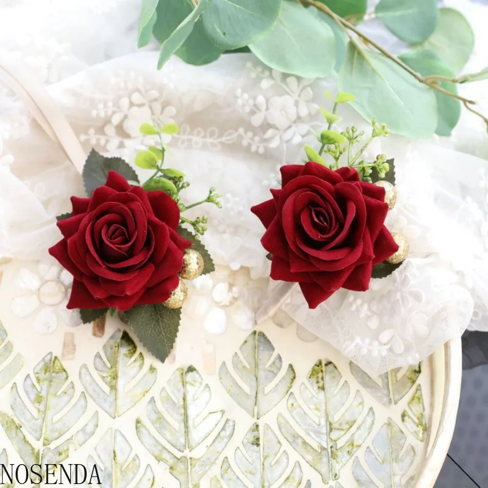 Red Rose Wrist Corsage Wristlet Band Bracelet and Men Boutonniere Set with Black Calla Lily for Wedding Flower Accessories Prom
Red Rose Wrist Corsage Wristlet Band Bracelet and Men Boutonniere Set with Black Calla Lily for Wedding Flower Accessories Prom