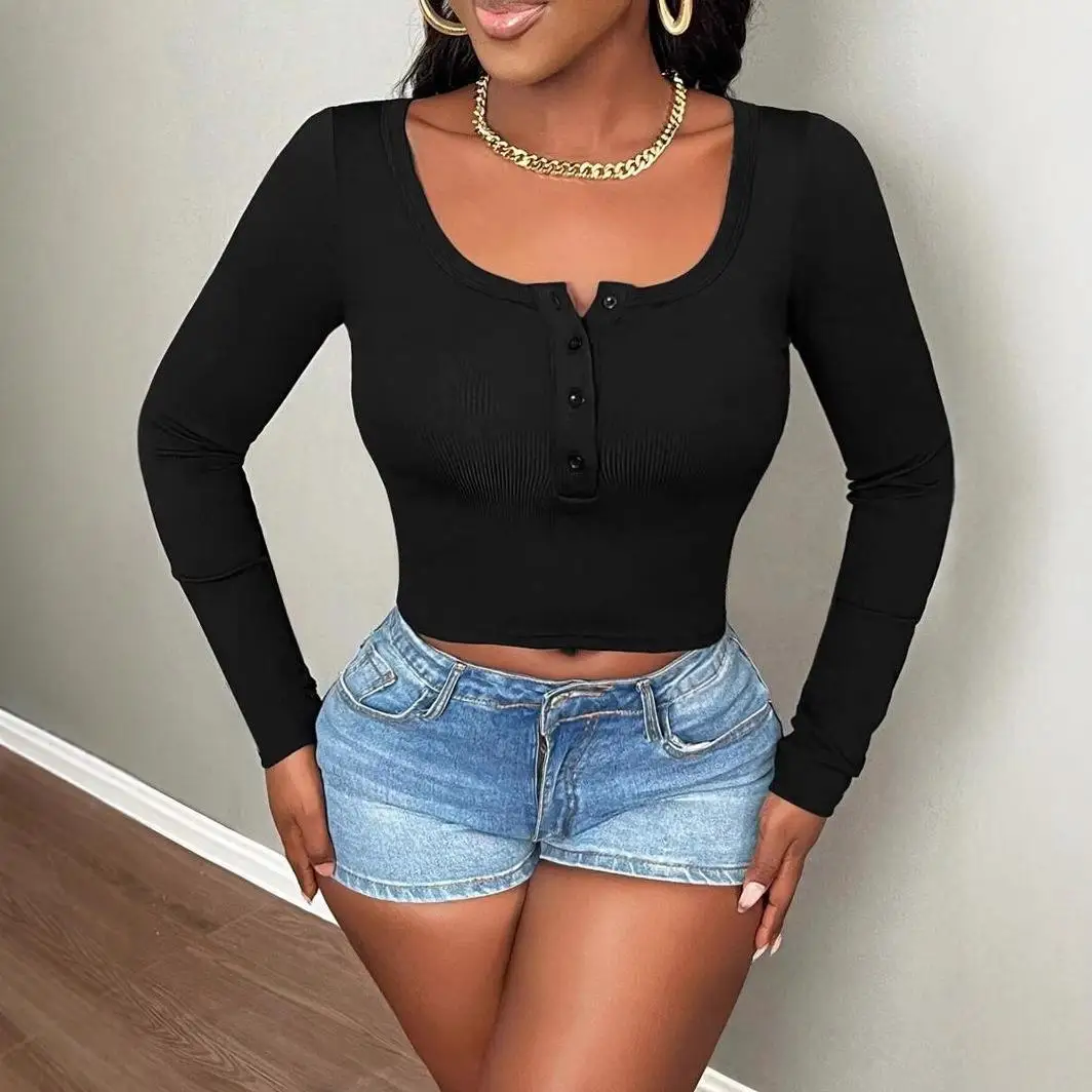 Women's Long Sve Tirt Umbilical Top European Sle Slim Fit Polyester Spandex Color T-irt for Ladies Autumn Season
Women's Long Sve Tirt Umbilical Top European Sle Slim Fit Polyester Spandex Color T-irt for Ladies Autumn Season