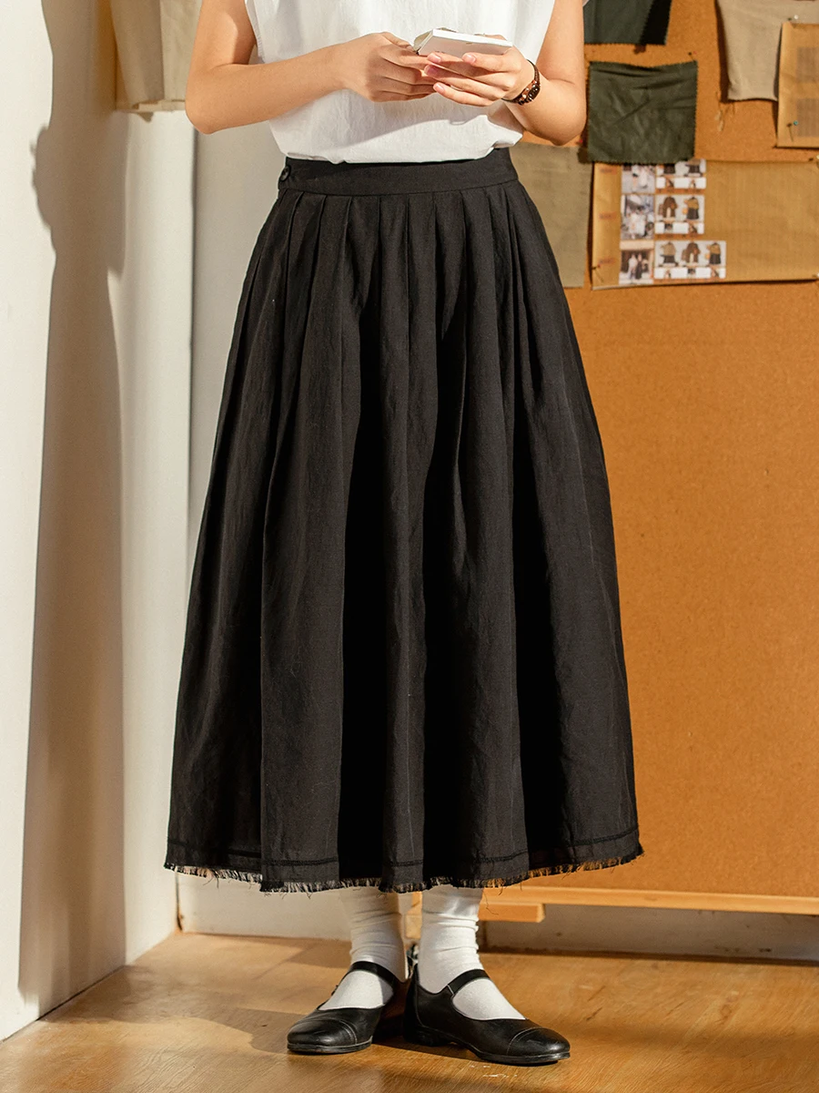 Original Black Asymmetrical Hem A-Line Skirt for Women Summer Thin Casual Loose Cotton Blend High Waist Skirt
Original Black Asymmetrical Hem A-Line Skirt for Women Summer Thin Casual Loose Cotton Blend High Waist Skirt