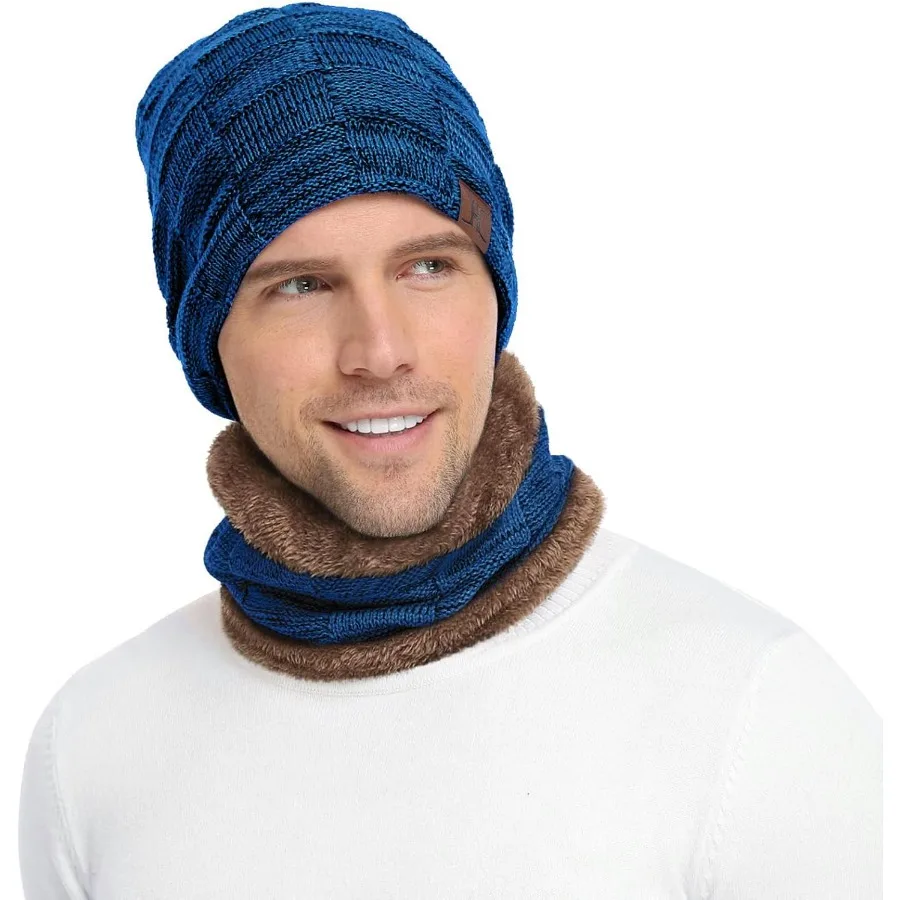 Mens Winter Beanie Hats Scarf Set Warm Knit Skull Cap Neck Warmer with Fleece Lined Winter Hat for Women
Mens Winter Beanie Hats Scarf Set Warm Knit Skull Cap Neck Warmer with Fleece Lined Winter Hat for Women