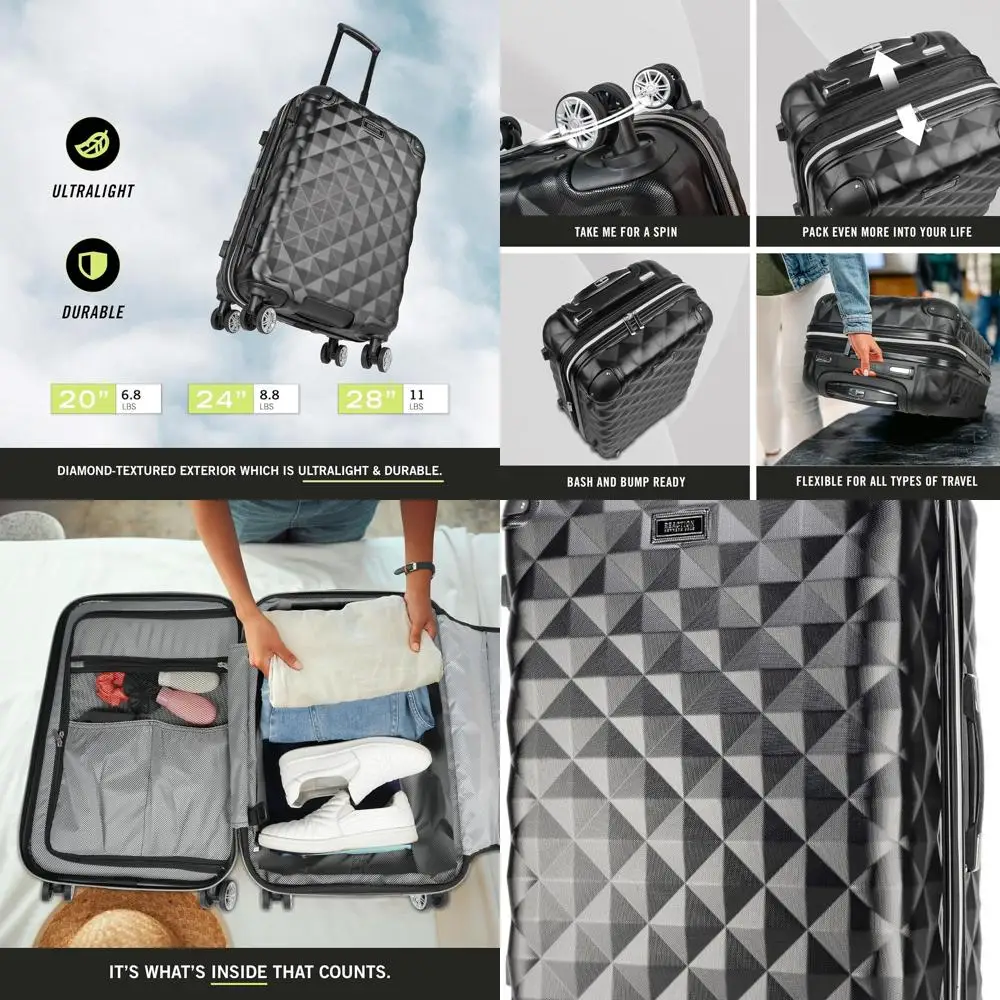 Kenneth Cole Reaction Diamond Tower 8-Wheel Spinner, Black, 28 Expandable Luggage
Kenneth Cole Reaction Diamond Tower 8-Wheel Spinner, Black, 28 Expandable Luggage