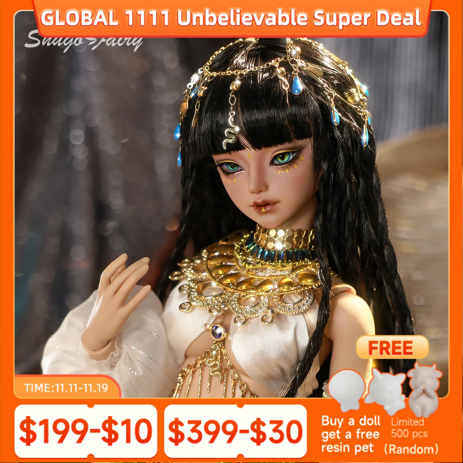 Snake B, полный комплект Egyptian Serpent-Eyed BJD 1/4, гуманоидная змеиная богиня Уралея и ручная работа со скипетром, древний стиль ShugaFairy
Snake B, полный комплект Egyptian Serpent-Eyed BJD 1/4, гуманоидная змеиная богиня Уралея и ручная работа со скипетром, древний стиль ShugaFairy