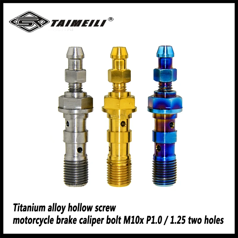 Titanium alloy hollow screw motorcycle brake caliper bolt M10x P1.0 / 1.25 two holes
Titanium alloy hollow screw motorcycle brake caliper bolt M10x P1.0 / 1.25 two holes