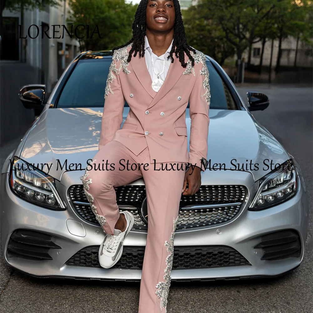 Loose Applique Male Suits Double Breasted Tuxedos Glitter Wedding Outfit Customized Men Clothing Blazer Pants roupas masculinas
Loose Applique Male Suits Double Breasted Tuxedos Glitter Wedding Outfit Customized Men Clothing Blazer Pants roupas masculinas