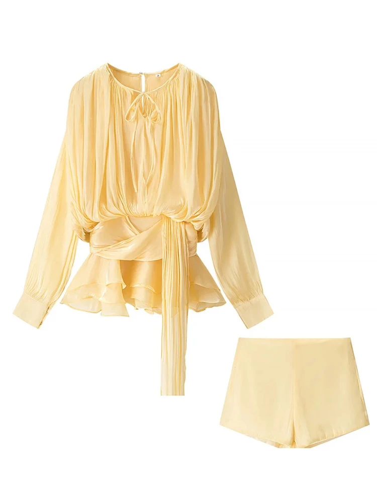 Elegant Pleated Mini Dress and Shorts Sets 2025 Summer Fashion Two Piece Women Bubble Sleeve Club Party Banquet Gowns Outfits
Elegant Pleated Mini Dress and Shorts Sets 2025 Summer Fashion Two Piece Women Bubble Sleeve Club Party Banquet Gowns Outfits