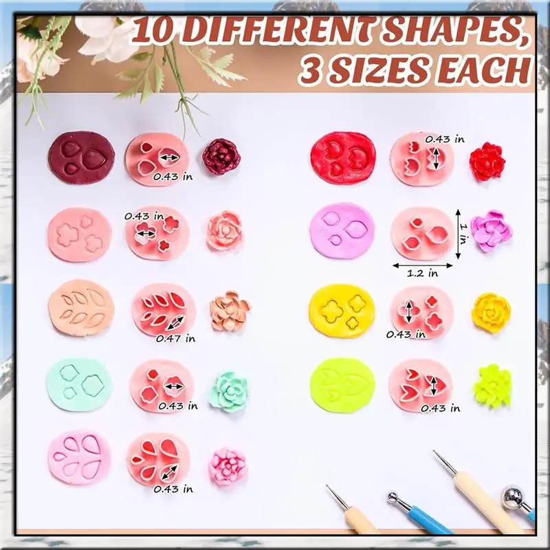 AA46 Mini Petal Clay Cutters Set 10 Shapes Polymer Clay Flower Molds For Making Earrings Jewelry Mini Making Kit
AA46 Mini Petal Clay Cutters Set 10 Shapes Polymer Clay Flower Molds For Making Earrings Jewelry Mini Making Kit