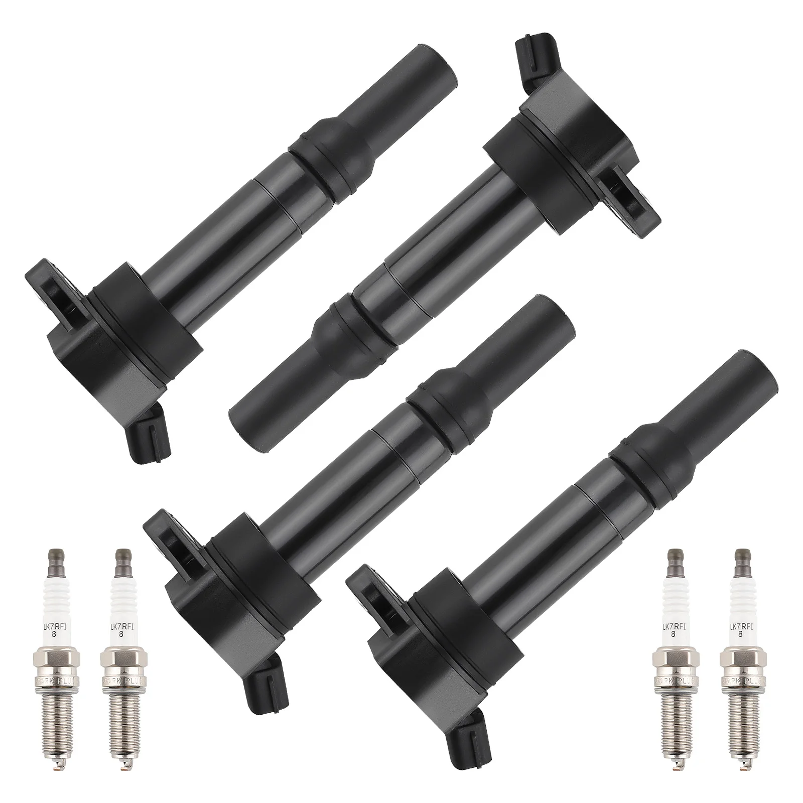Set of 4 Ignition + Spark Plugs For Hyundai Tucson Kia Forte Soul UF651 97390
Set of 4 Ignition + Spark Plugs For Hyundai Tucson Kia Forte Soul UF651 97390