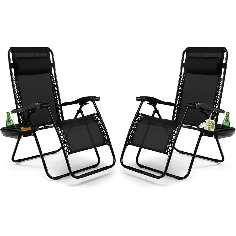 Set of 2 Zero Gravity Chairs, Outdoor Adjustable Recliner with Cup Holder, Patio Garden Poolside, Supports 350 lbs, Black
Set of 2 Zero Gravity Chairs, Outdoor Adjustable Recliner with Cup Holder, Patio Garden Poolside, Supports 350 lbs, Black